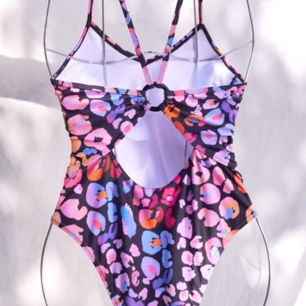 Multicolored CUPSHE Leopard Print O-Ring One Piece Swimsuit